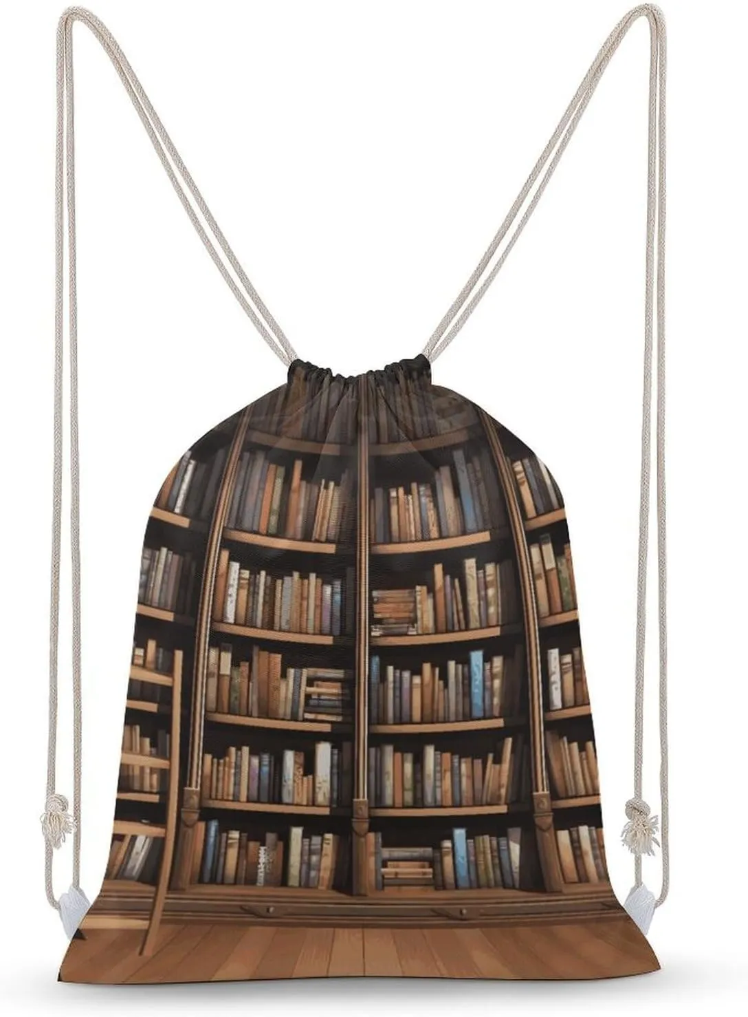 Library Bookshelf Drawstring Backpack for Women Men Drawstring Bag for Travel Swimming Sports Gym Bag