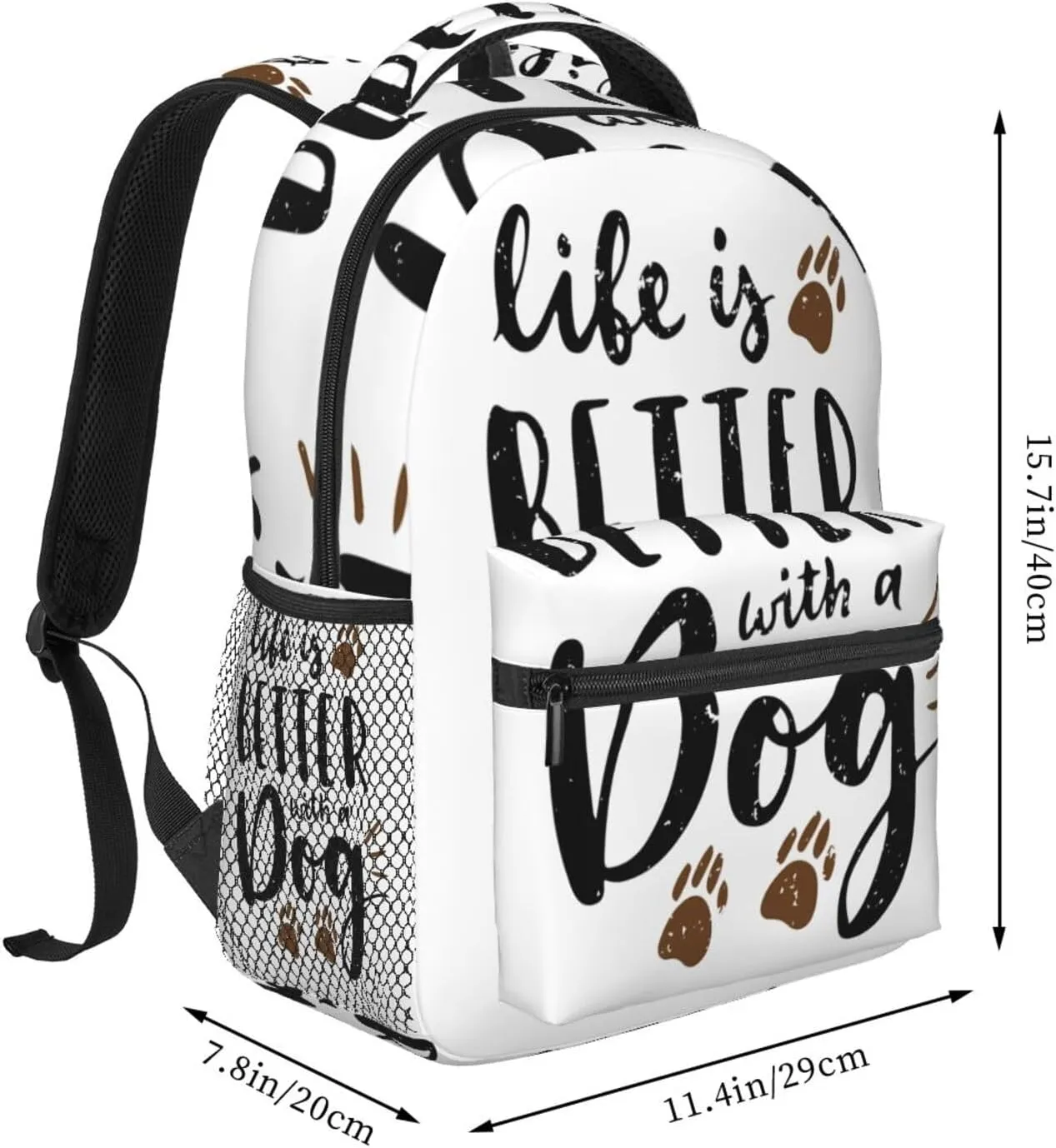Life Is Better With A Dog Dog Lover Casual Backpack Sport Backpacks Work Travel Rucksack Lightweight Laptop Daypack Adjustable Straps Bags with Pockets for Cycling Hiking