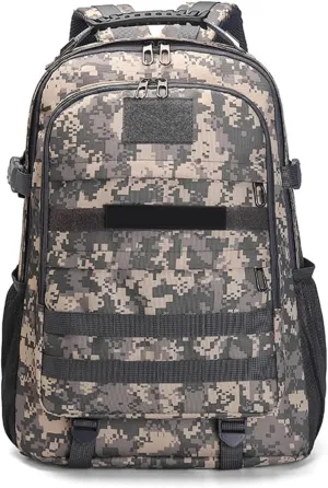Light tactical backpack, College backpacks，USB charging port， Hiking/climbing/camping/outdoor travel backpack (01#Camouflage grey)