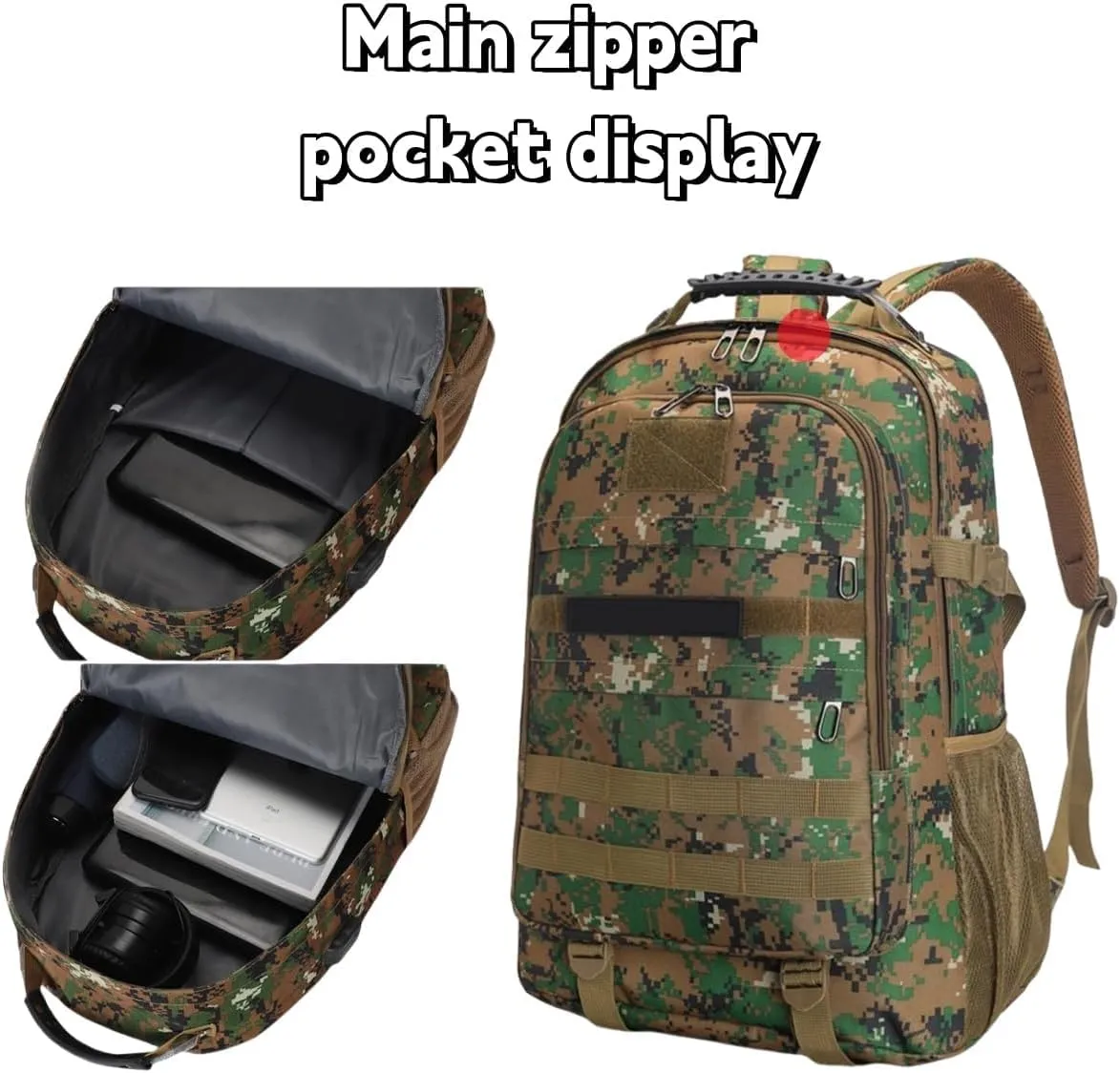 Light tactical backpack, College backpacks，USB charging port， Hiking/climbing/camping/outdoor travel backpack (Camouflage green)