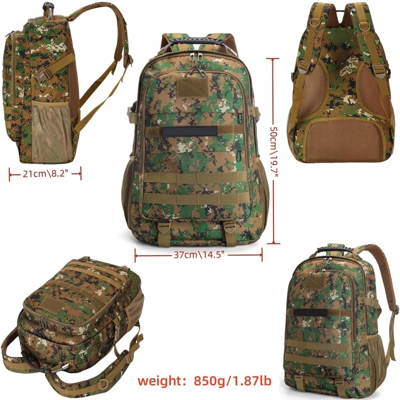 Light tactical backpack, College backpacks，USB charging port， Hiking/climbing/camping/outdoor travel backpack (Camouflage green)