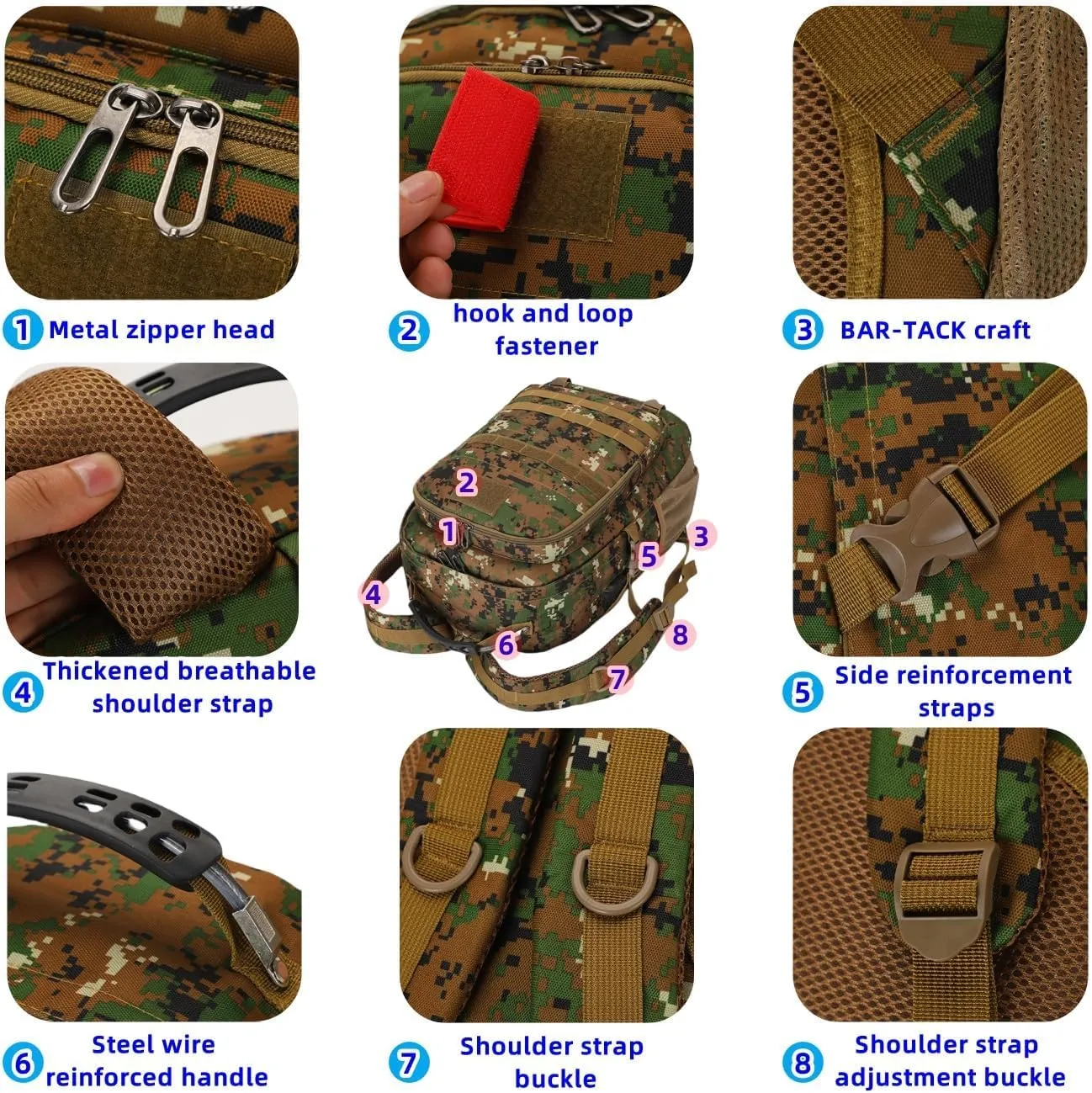 Light tactical backpack, College backpacks，USB charging port， Hiking/climbing/camping/outdoor travel backpack (Camouflage green)