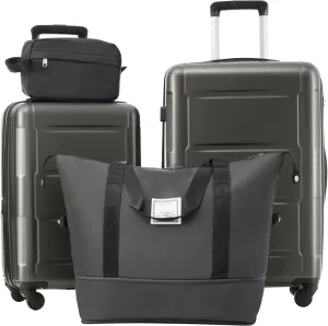 Lightweight Expandable Luggage Set for Stress-Free Travel, Includes 20" and 24" Suitcases with Bags, Dark Gray