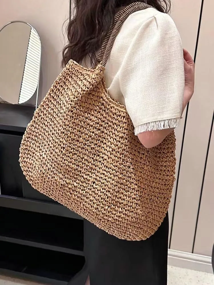 Lightweight Straw Bag for Women, Straw Beach Bag Tote Bag, Large Woven Tote Straw Bags, Summer Beach Rattan Handbag