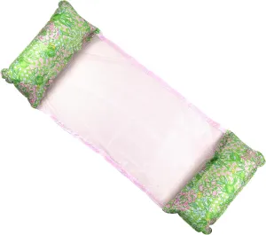 Lilly Pulitzer Hammock Pool Float with Pillows, Pool Accessories for Adults, Saddle Lounge Chair for Swimming, Lime Feeling Good