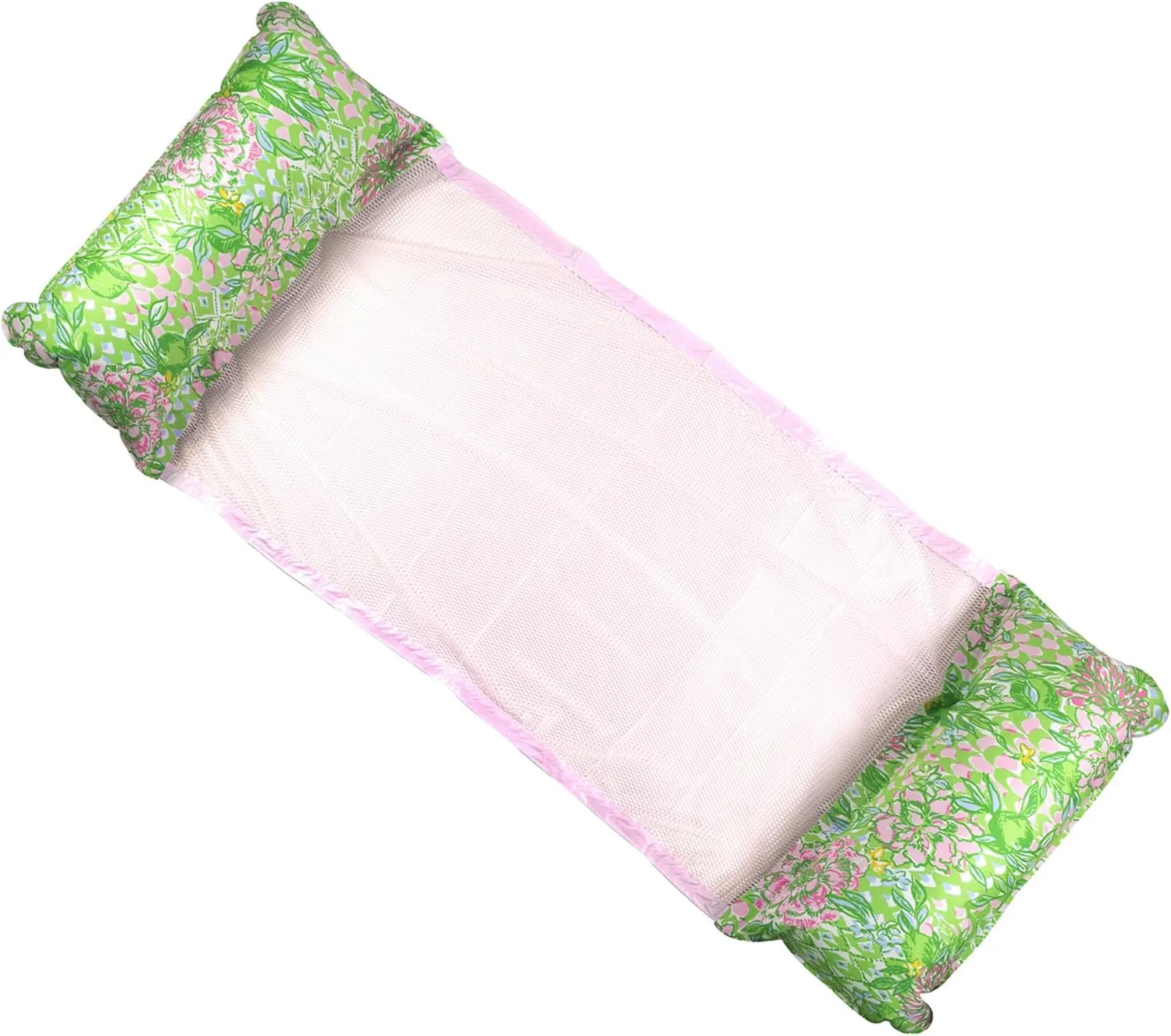 Lilly Pulitzer Hammock Pool Float with Pillows, Pool Accessories for Adults, Saddle Lounge Chair for Swimming, Lime Feeling Good