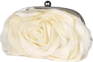 Little Floral Clutch Purse for Women, 3D Flower Evening Handbag Elegant Rose Prom Bag Wallet with Detachable Chain