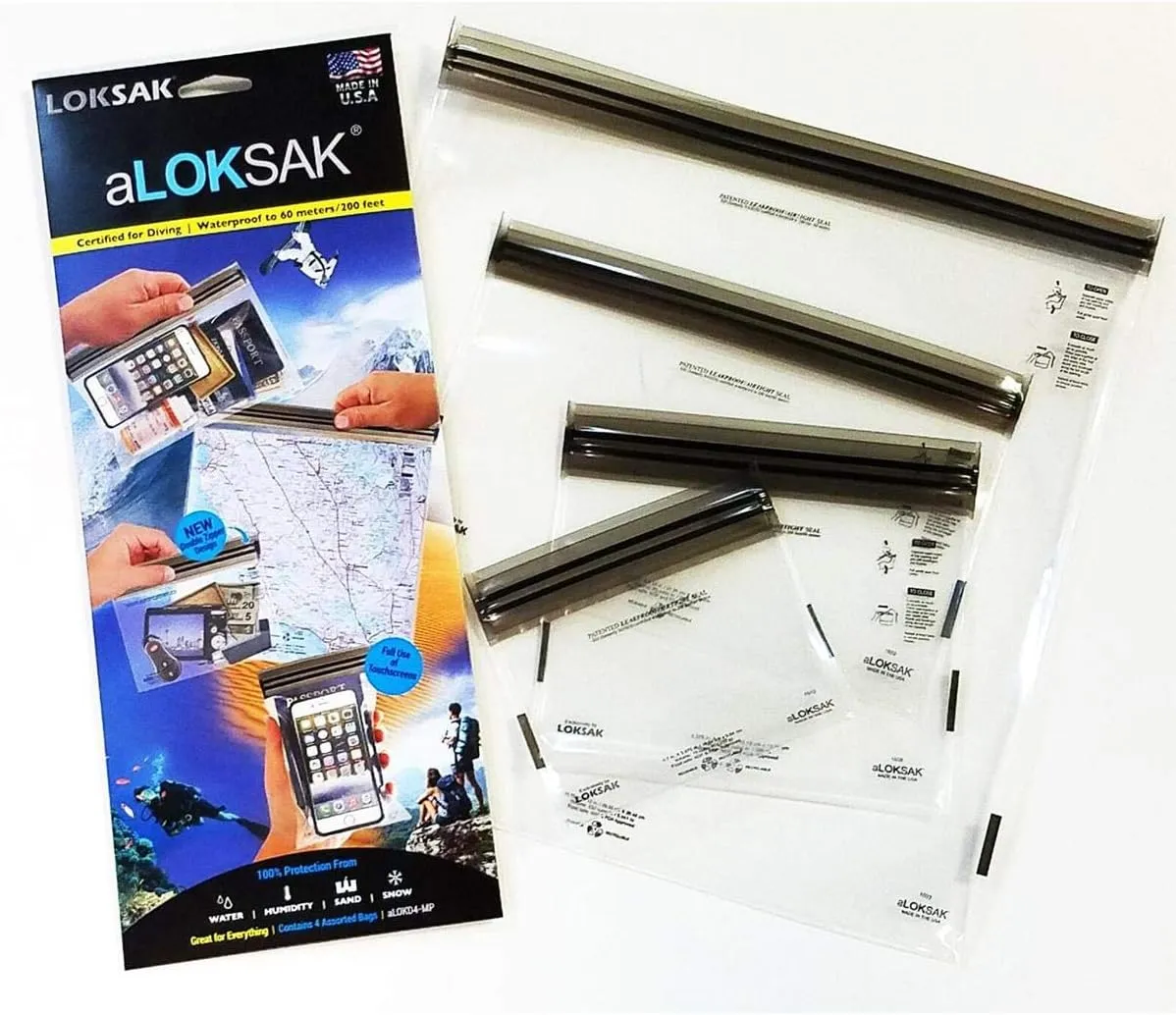 LOKSAK aLOKSAK Ultimate Waterproof Storage Bags | Resealable Clear Pouches | Multi-Size Protective Sleeves | Airtight Seal for Electronics, Documents & Valuables