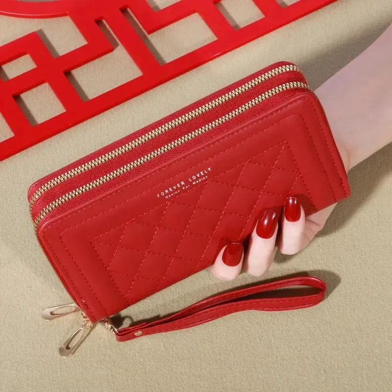 Long Women's Wallet Female Purses Tassel Coin Purse Card Holder Wallets Double Zipper Pu Leather Clutch Luxury Money Phone Bag