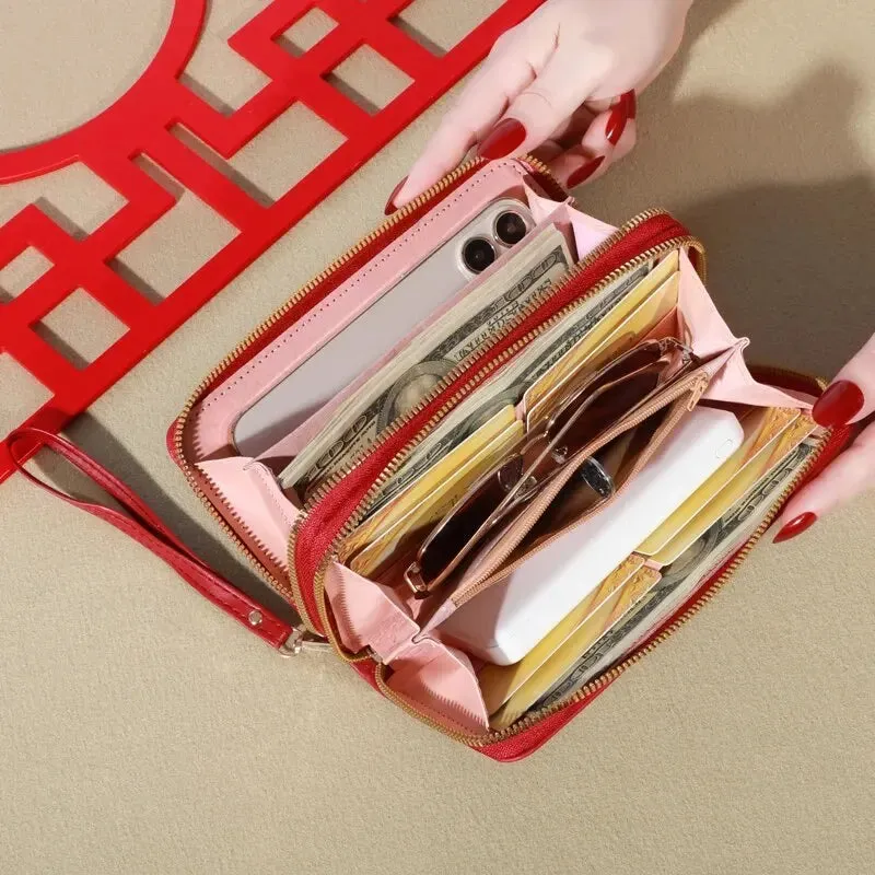 Long Women's Wallet Female Purses Tassel Coin Purse Card Holder Wallets Double Zipper Pu Leather Clutch Luxury Money Phone Bag