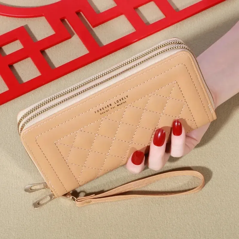 Long Women's Wallet Female Purses Tassel Coin Purse Card Holder Wallets Double Zipper Pu Leather Clutch Luxury Money Phone Bag