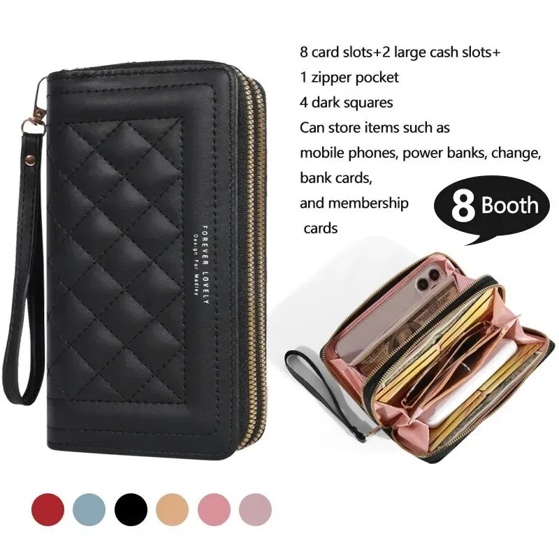 Long Women's Wallet Female Purses Tassel Coin Purse Card Holder Wallets Double Zipper Pu Leather Clutch Luxury Money Phone Bag