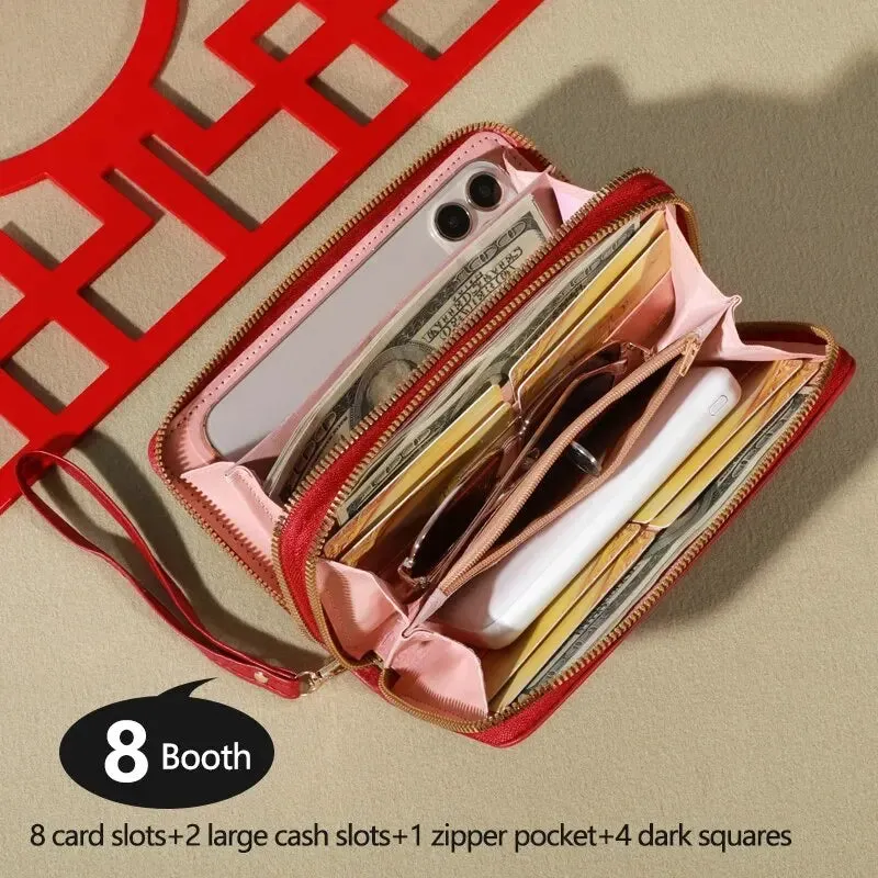 Long Women's Wallet Female Purses Tassel Coin Purse Card Holder Wallets Double Zipper Pu Leather Clutch Luxury Money Phone Bag