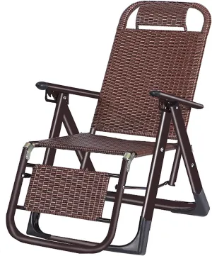 Lounge Chair, Recliner Folding Deck Chair Chair Patio Folding Recliner Adjustable Portable Rattan Lounge Outdoor Chair Lounge Chair Comfortable Anniversar