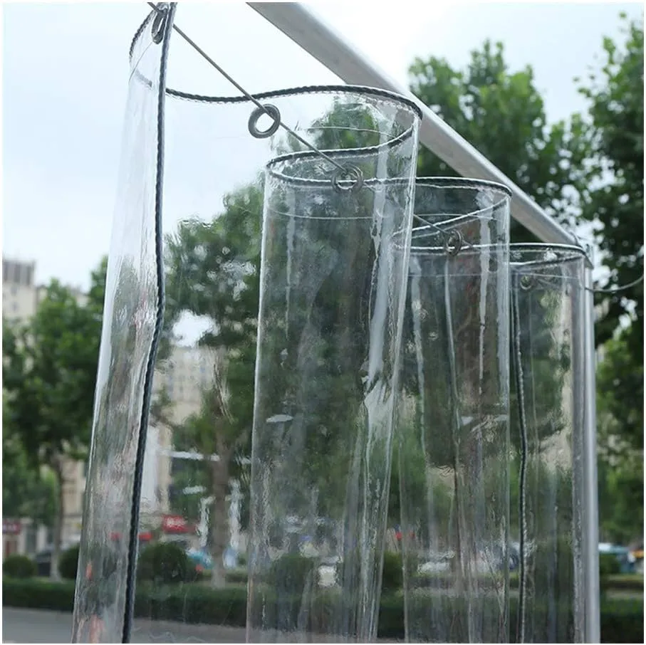 LSXIAO Glass Clear Tarpaulin Waterproof and Dustproof PVC Metal Eyelet with Free Rope Outdoor Open-air Furniture Cover, 41 Sizes (Color : Clear, Size : 2.2x1.6M)