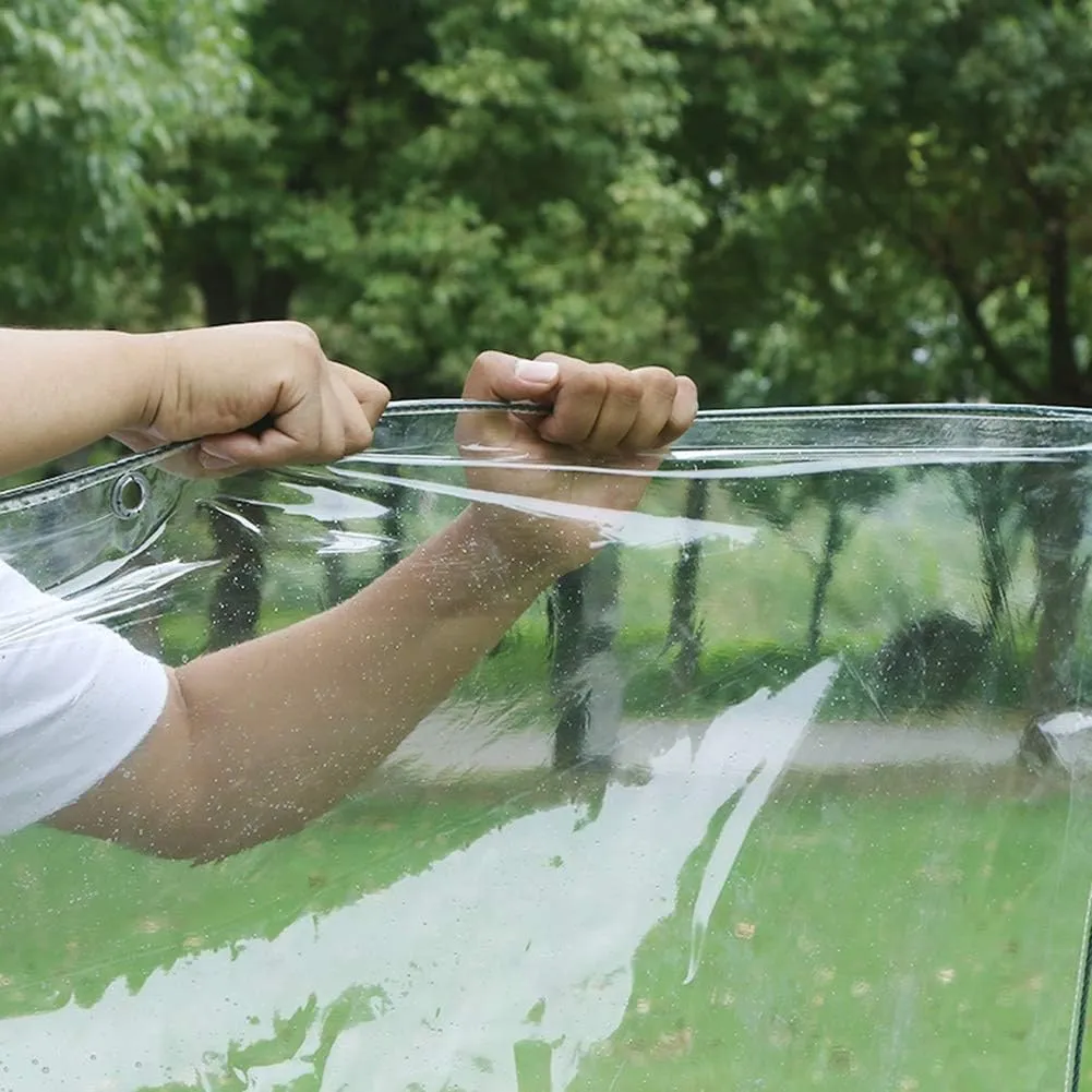 LSXIAO Glass Clear Tarpaulin Waterproof and Dustproof PVC Metal Eyelet with Free Rope Outdoor Open-air Furniture Cover, 41 Sizes (Color : Clear, Size : 2.2x1.6M)