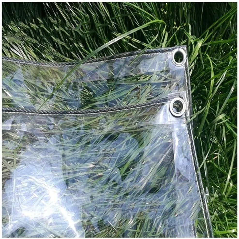 LSXIAO Glass Clear Tarpaulin Waterproof and Dustproof PVC Metal Eyelet with Free Rope Outdoor Open-air Furniture Cover, 41 Sizes (Color : Clear, Size : 2.2x1.6M)