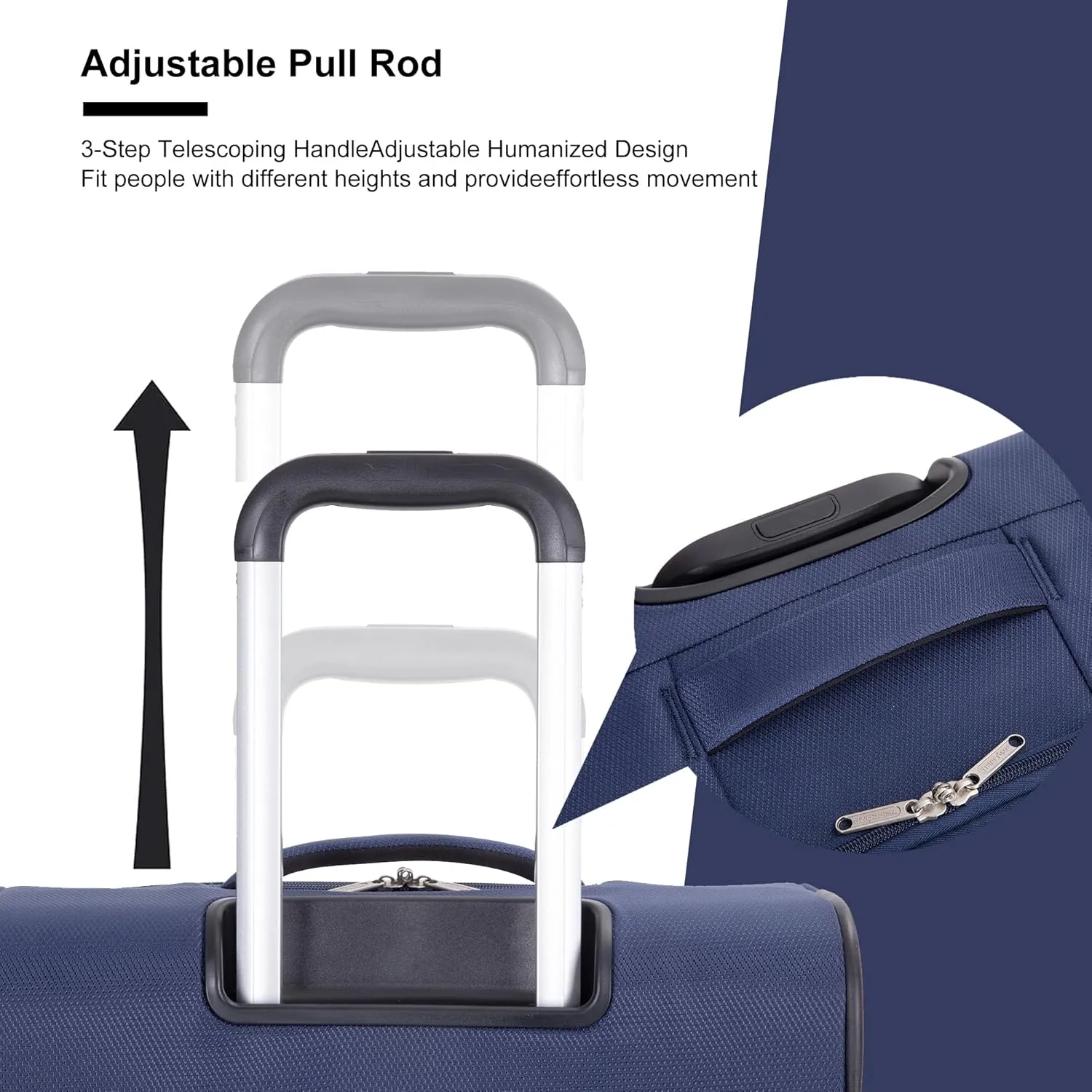 Luggage Sets 5 Piece Softside Expandable Suitcase set With Spinner Wheels Duffel Bag And Toiletry Bag, Lightweight Carry-On And Checked Luggage (10" 16" 18" 23" 27"), Blue