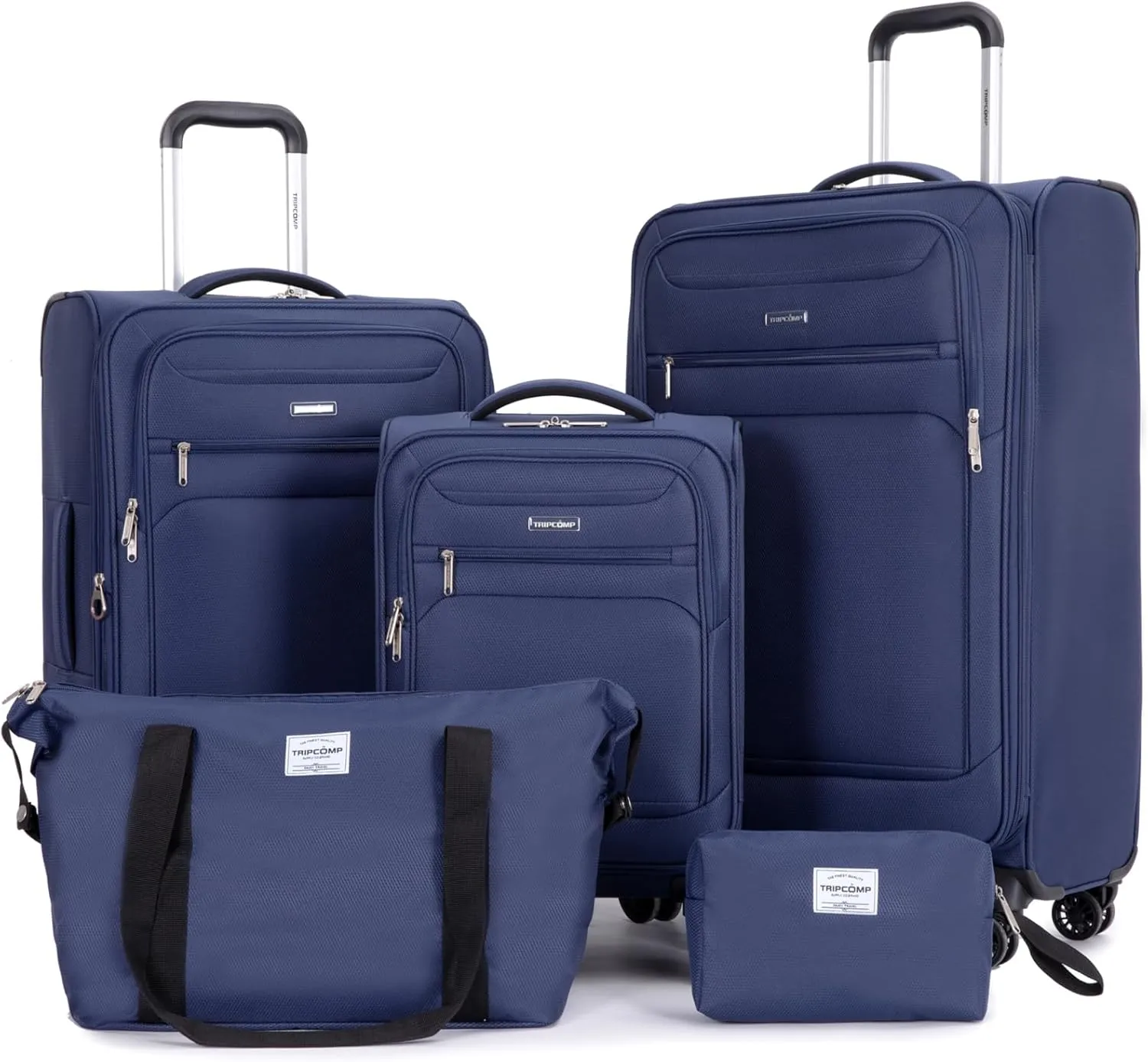Luggage Sets 5 Piece Softside Expandable Suitcase set With Spinner Wheels Duffel Bag And Toiletry Bag, Lightweight Carry-On And Checked Luggage (10" 16" 18" 23" 27"), Blue