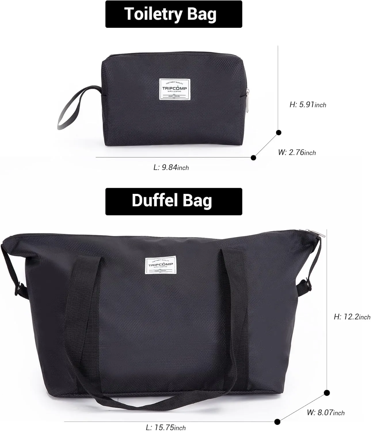 Luggage Sets 5 Piece Softside Expandable Suitcase sets With Spinner Wheels Duffel Bag And Toiletry Bag, Lightweight Carry-On And Checked Luggage (10" 16" 18" 23" 27"), Black