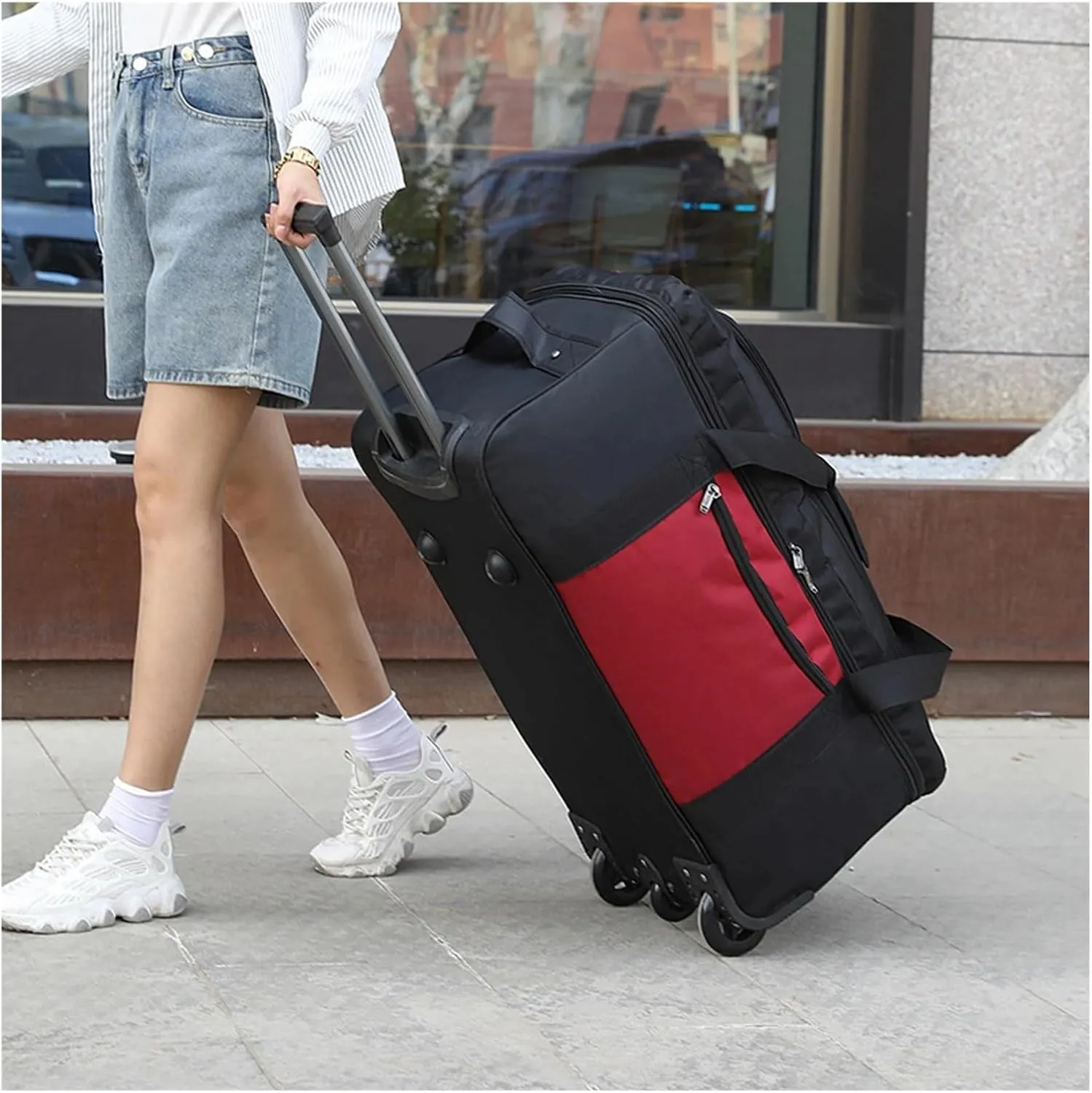 Luggage Wheeled Duffel Bag Wheeled Travel Duffel Bag Oxford Cloth Multipurpose Rolling Travel Bag Men Outdoor Traveling Picnic Carry on luggage(Blue)