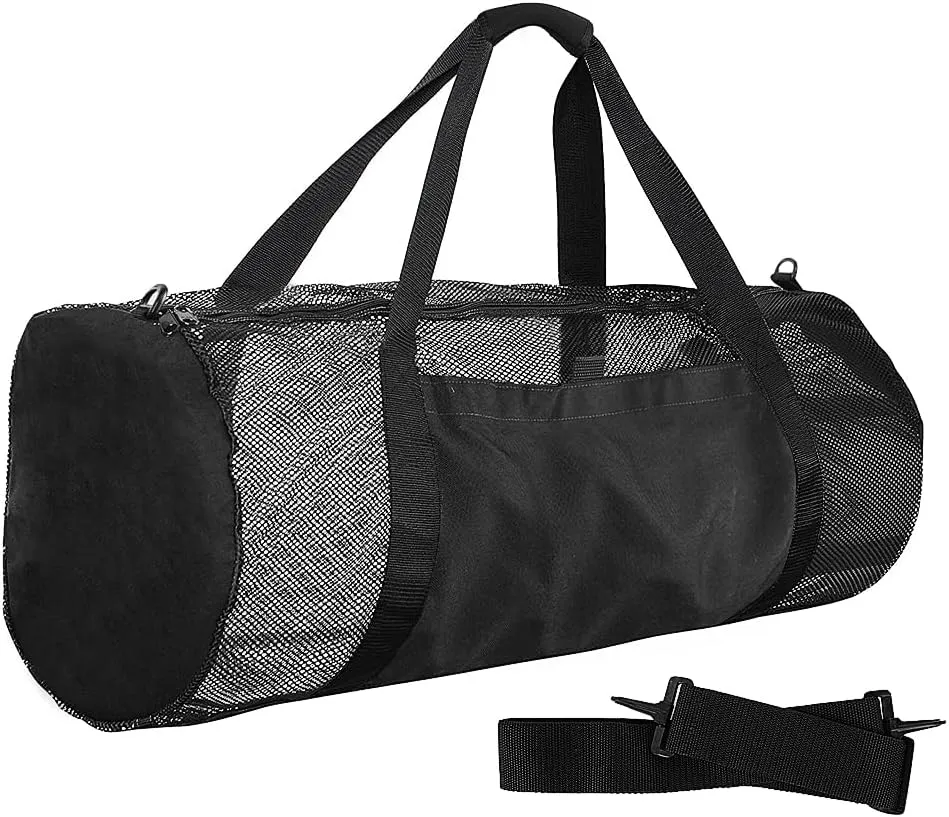 Luwint Heavy Duty Dive Duffle Bag, Large Mesh Gear Bag for Scuba Diving, Snorkeling, Travel, Beach, Pool Trip, Swimming and Water Sports, Black
