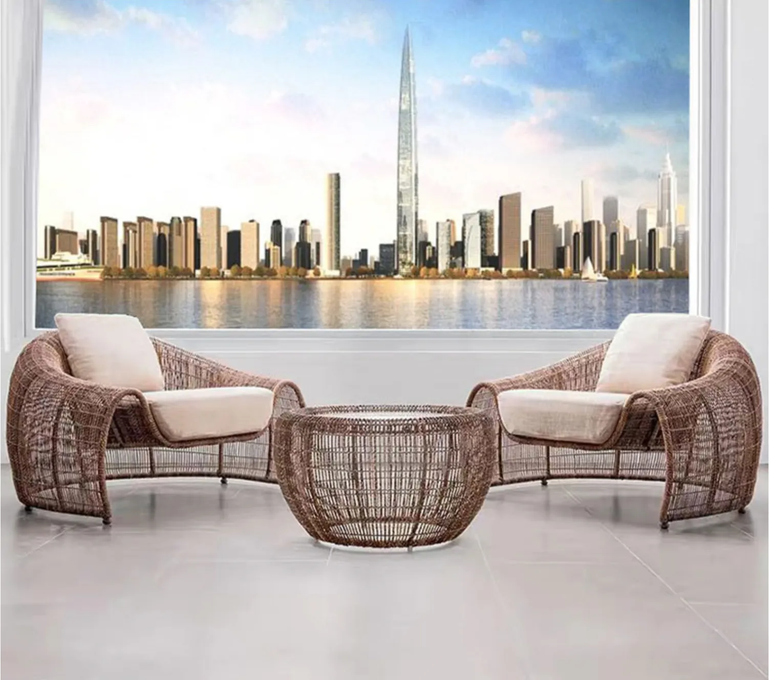 Luxury Plus Furniture - Nordic Rattan Designer Chairs   Coffee Table - Mix & Match (Balcony, Patio, Courtyard)