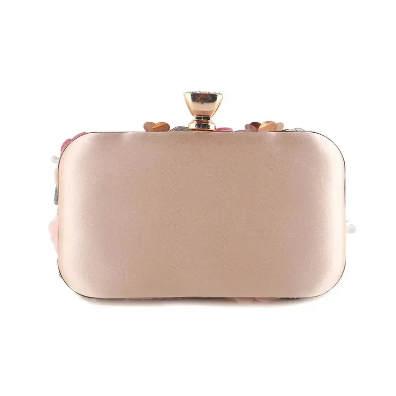 Luxury Women's Floral Evening Clutch 2025 New Fairy 3D Appliques Wedding Party Purses Elegant Ladies Beading Bags Bride Handbag