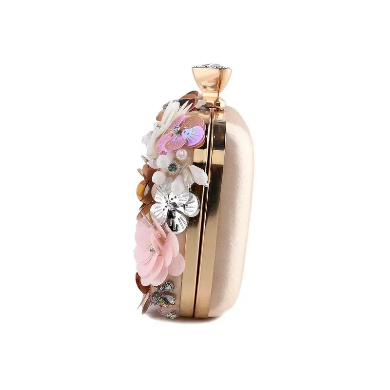 Luxury Women's Floral Evening Clutch 2025 New Fairy 3D Appliques Wedding Party Purses Elegant Ladies Beading Bags Bride Handbag