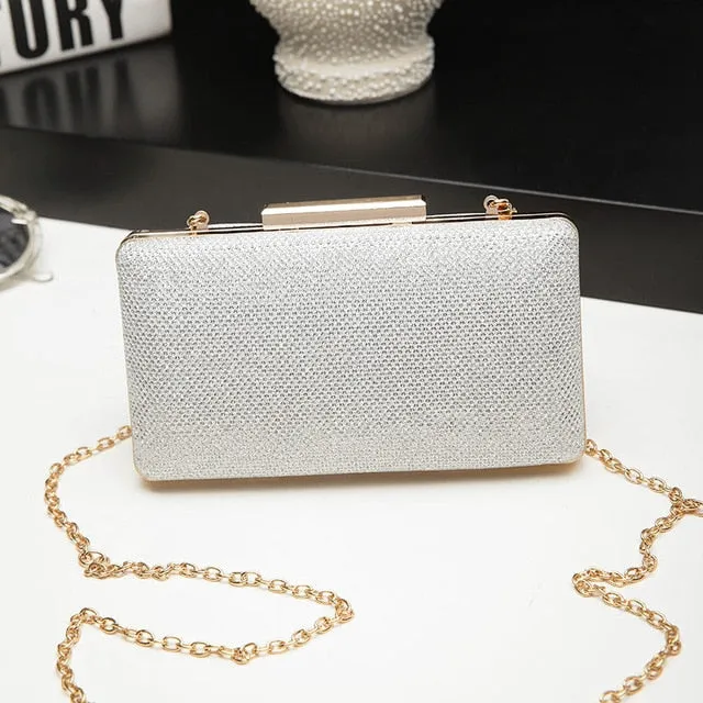 LYKANEFU Box Party Evening Bag Small Clutch Purse Women Bag Gold Day Clutches Ladies Purses With Chain Party  Wedding Hand Bag
