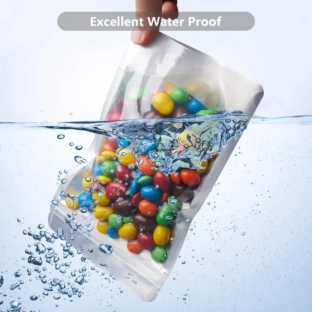 LZLPACKING 100 Pieces resealable Mylar Bags with Clear Front Window,Smell Proof Edible Packaging Bags,Sample Bags,ziplock Stand up Pouches Bags for Food Storage(black,5×8 Inch/12.7 x 20.3cm)