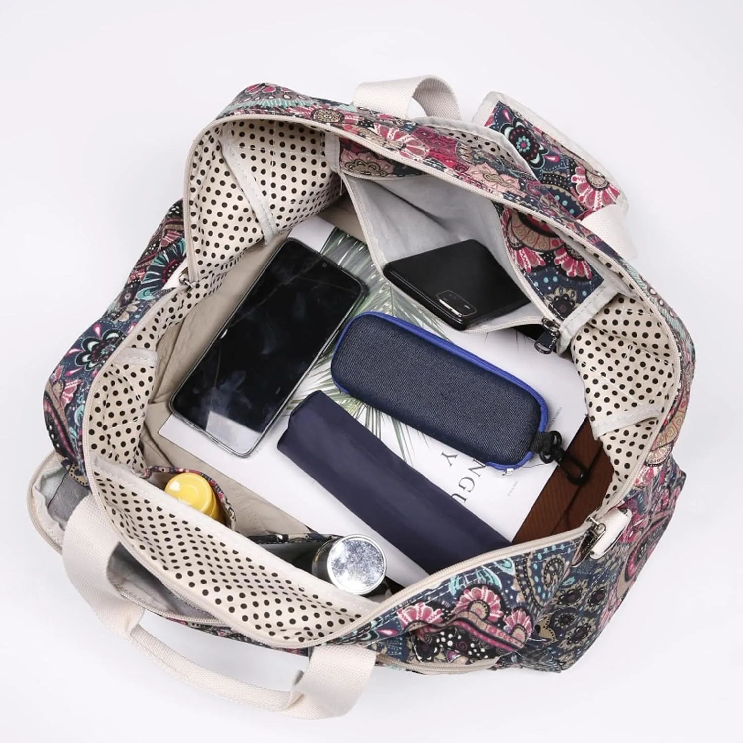 Malirona Canvas Overnight Bag Women Weekender Bag Carry On Travel Duffel Bag Floral