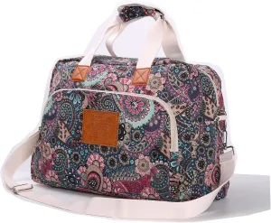 Malirona Canvas Overnight Bag Women Weekender Bag Carry On Travel Duffel Bag Floral