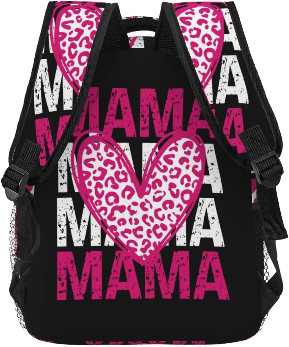 Mama Valentine's Day Pink Leopard Cheetah Casual Backpack Sport Backpacks Work Travel Rucksack Lightweight Laptop Daypack Adjustable Straps Bags with Pockets for Cycling Hiking