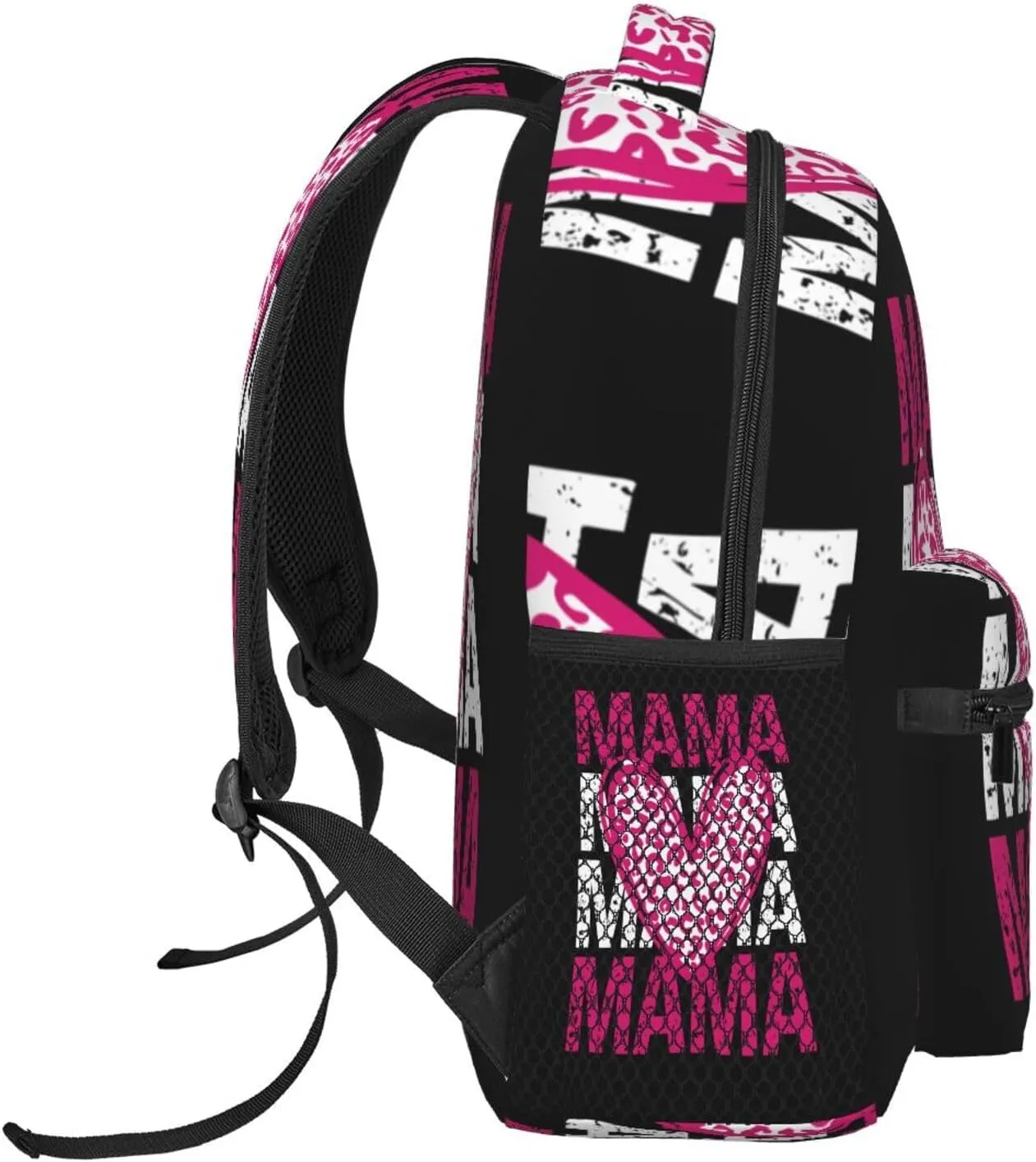 Mama Valentine's Day Pink Leopard Cheetah Casual Backpack Sport Backpacks Work Travel Rucksack Lightweight Laptop Daypack Adjustable Straps Bags with Pockets for Cycling Hiking