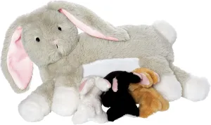 Manhattan Toy Nursing Nola Nurturing Rabbit Stuffed Animal with Plush Baby Bunnies