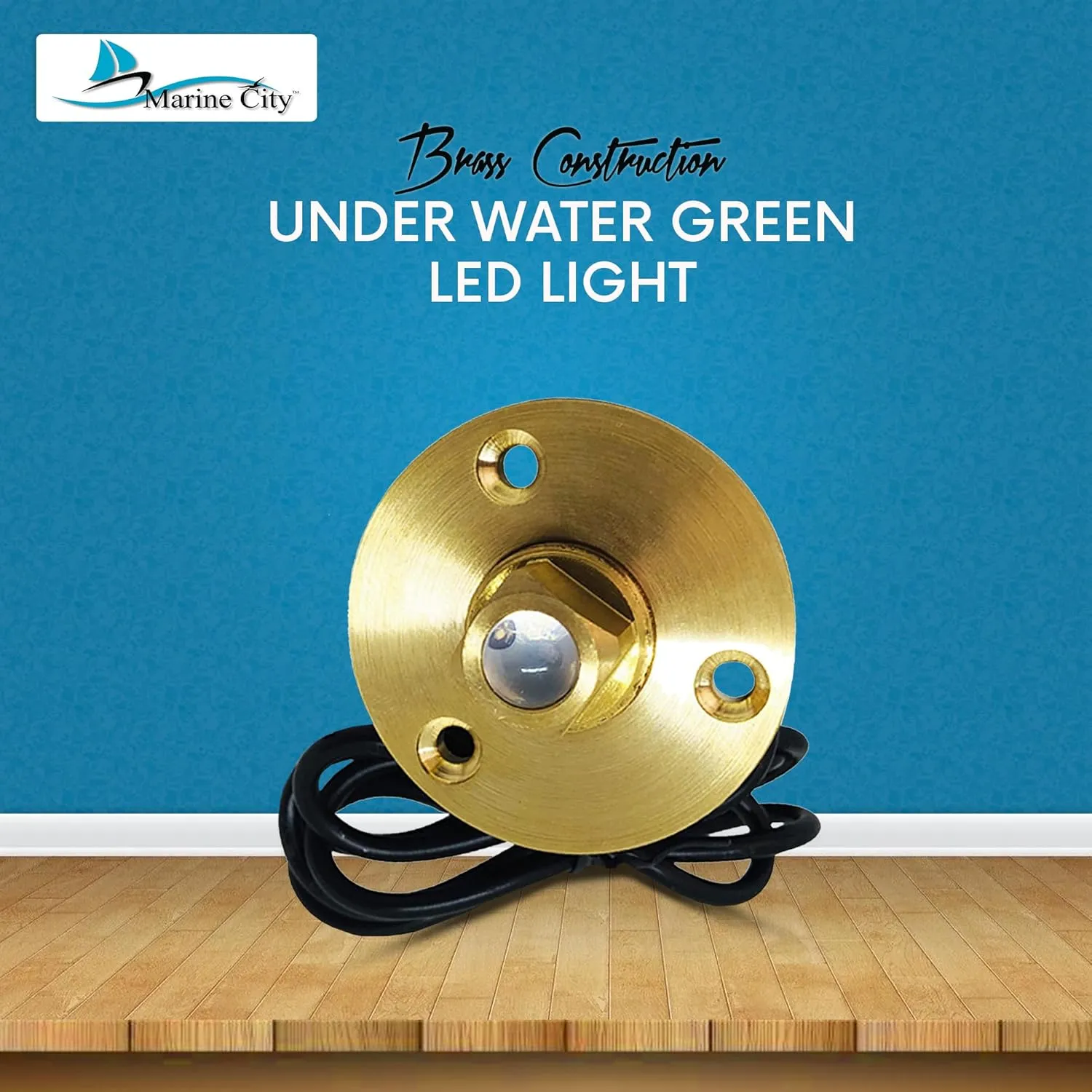 MARINE CITY Under Water LED Light Waterproof Brass Drain Plug – Corrosion-Resistant, 1 Inch Hole, Ideal for Boats, Yachts, Pools (Green)