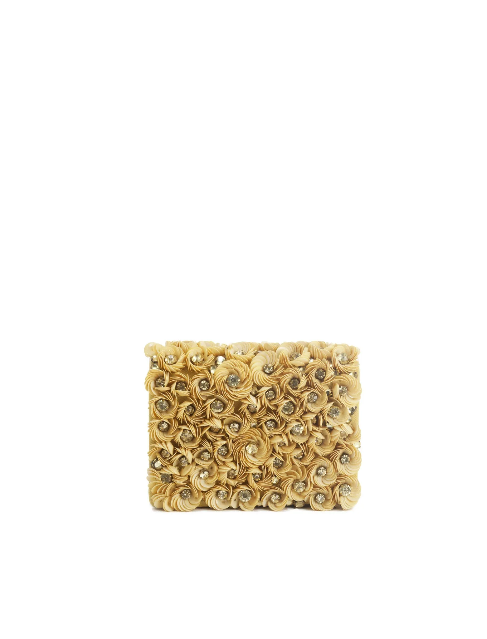 Marisol Russian Floral Sequined Clutch Yellow