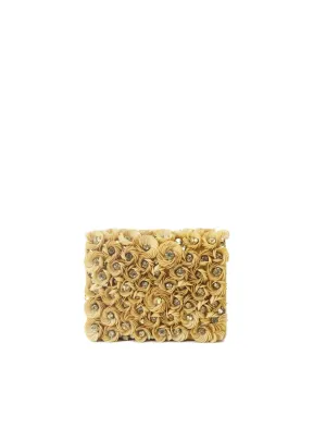 Marisol Russian Floral Sequined Clutch Yellow
