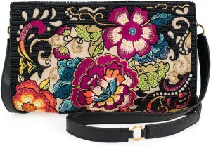Mary Frances Last Tango Beaded Handbag Floral Embroidered Novelty Evening Clutch Crossbody Purse with Swirl Detailing, Multicolor