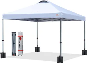 MASTERCANOPY Durable Pop-up Canopy Tent with Roller Bag (White)