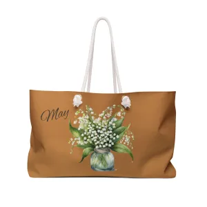 May Boho Weekender Bag, Flower of the Month, Birth Flower, Lily of the Valley