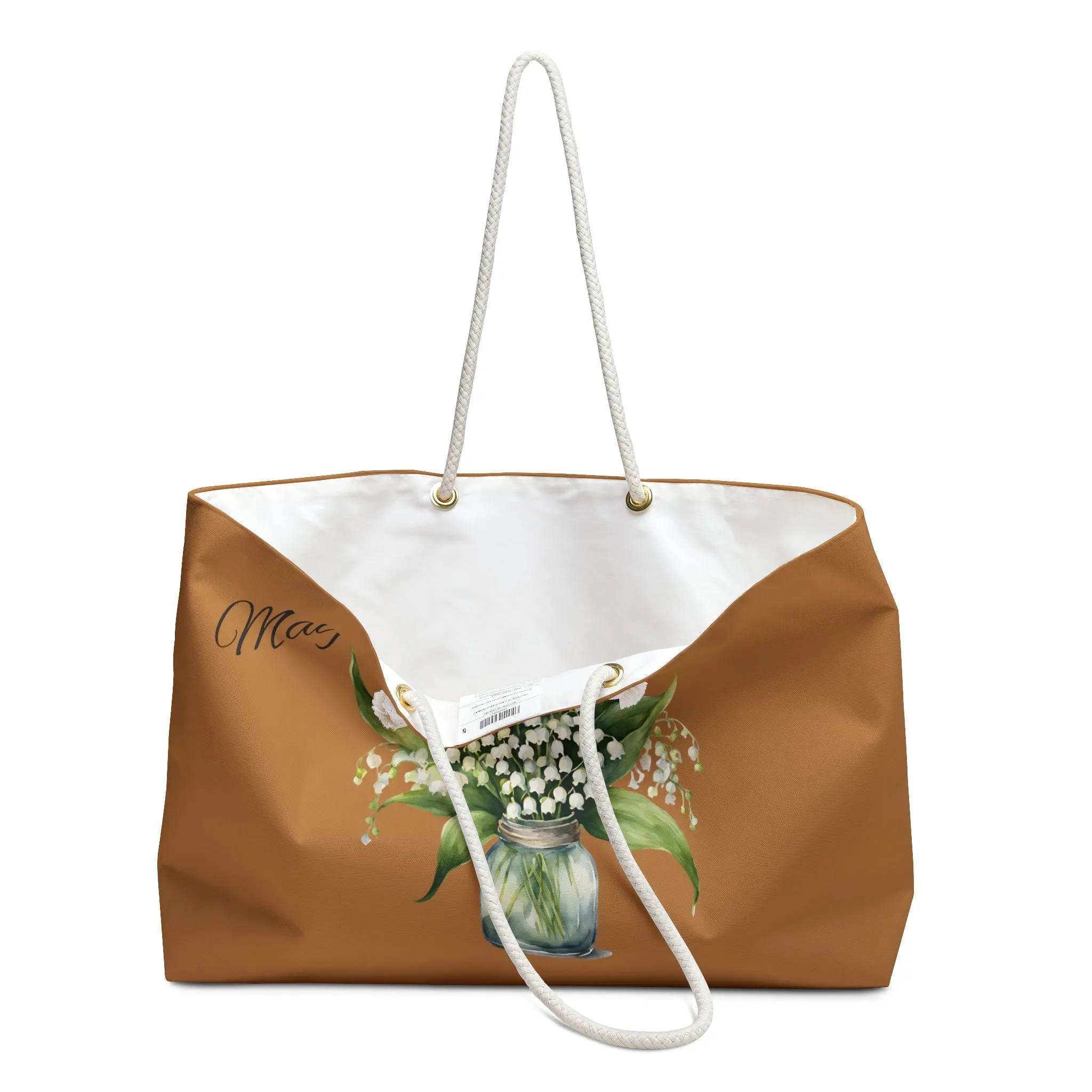 May Boho Weekender Bag, Flower of the Month, Birth Flower, Lily of the Valley