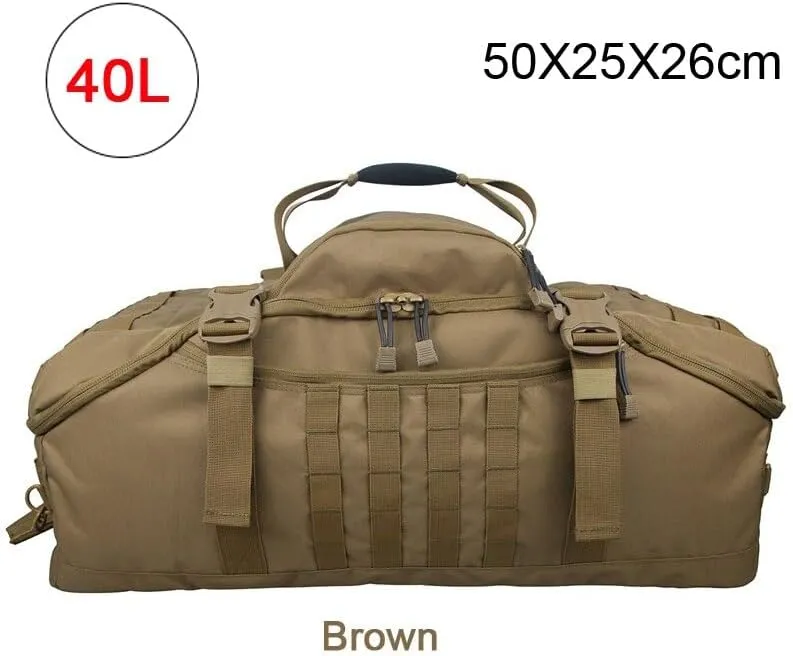 Men Army Sport Gym Bag Tactical Waterproof Backpack Camping Backpacks Sports Travel Bags (S 40Litres, Brown), Brown, S 40Litres, Backpacks