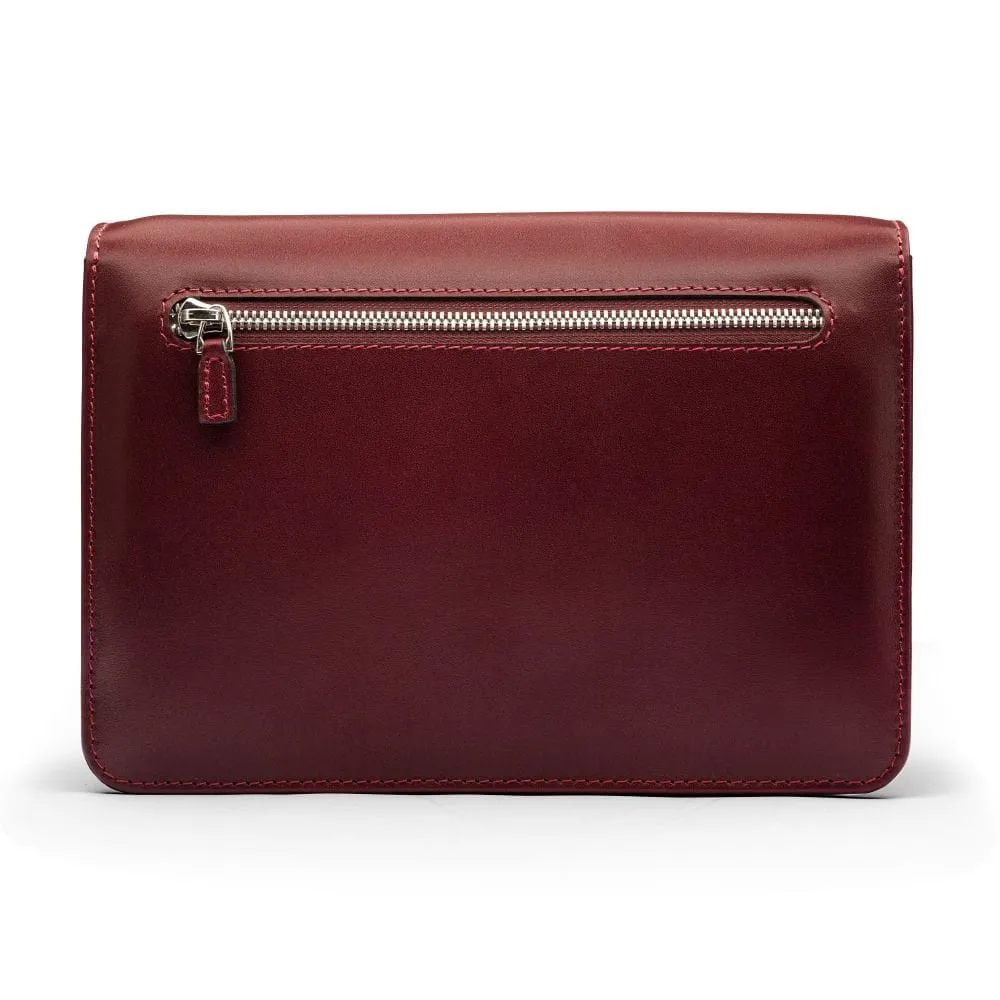 Men's Leather A5 Expandable Clutch Bag - Dark Tan