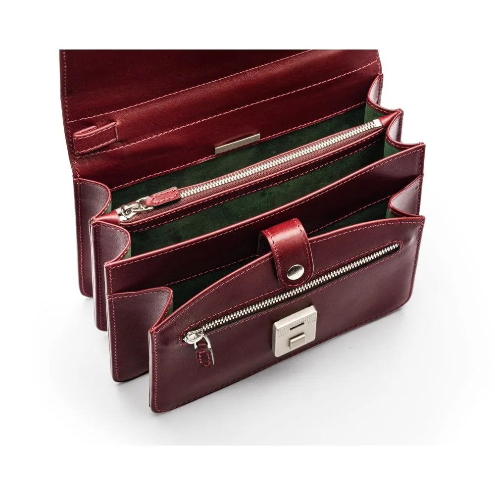 Men's Leather A5 Expandable Clutch Bag - Dark Tan