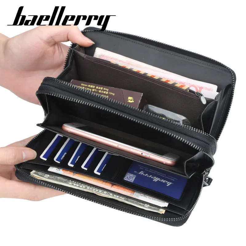 Men's Long Clutch Retro Double Zipper Coin Purses