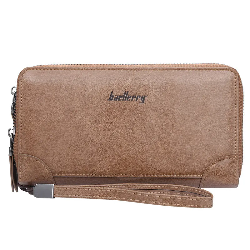 Men's Long Clutch Retro Double Zipper Coin Purses