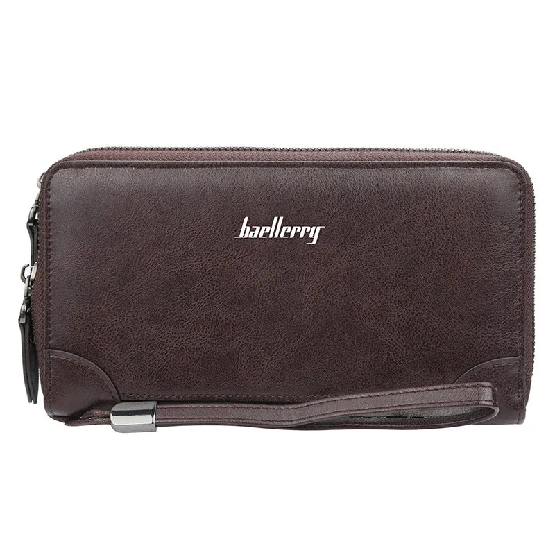 Men's Long Clutch Retro Double Zipper Coin Purses