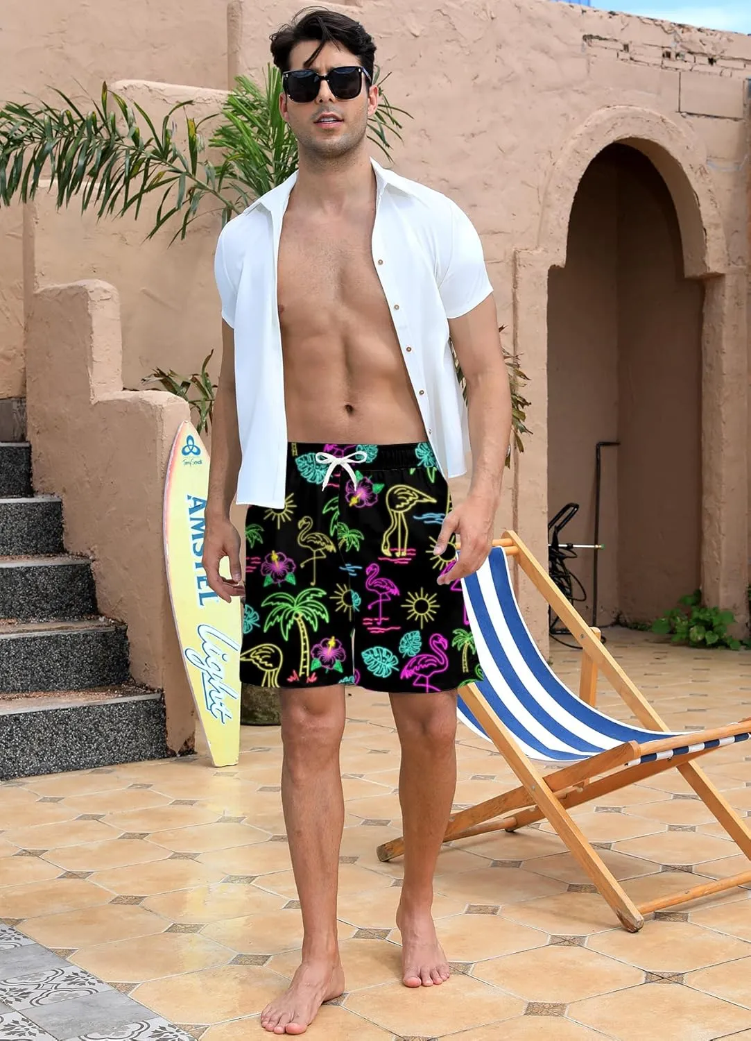 Mens Swim Trunks Quick Dry Beach Shorts Summer Boardshorts with Mesh Lining